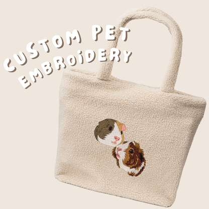 Custom Pet Embroidered Fluffy Tote Bag